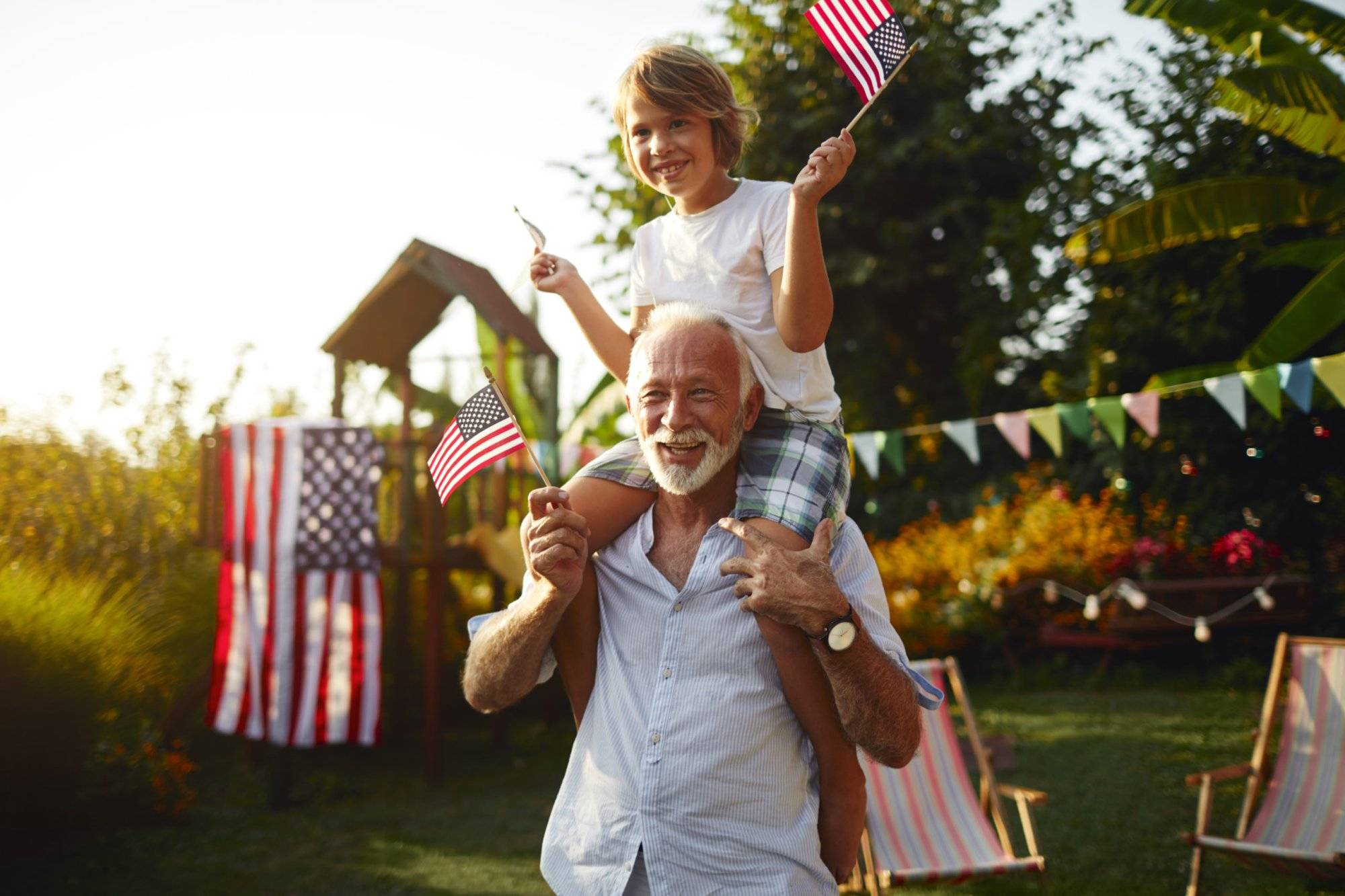 4th Of July - Grandfather and grandson